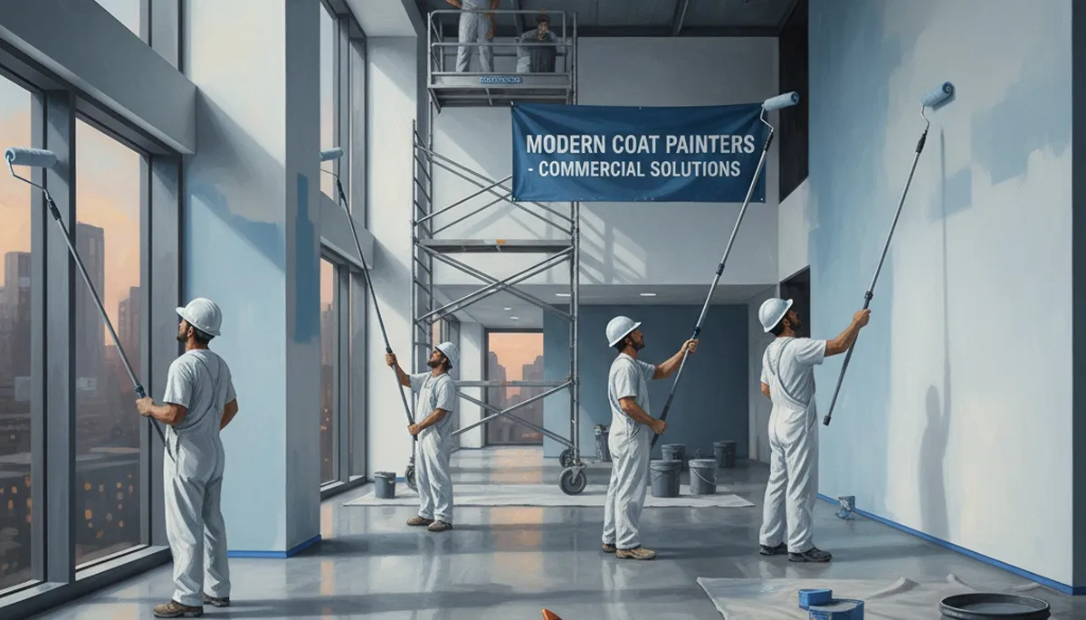 Commercial painting crew protecting a Mansfield, MA business with durable exterior coatings