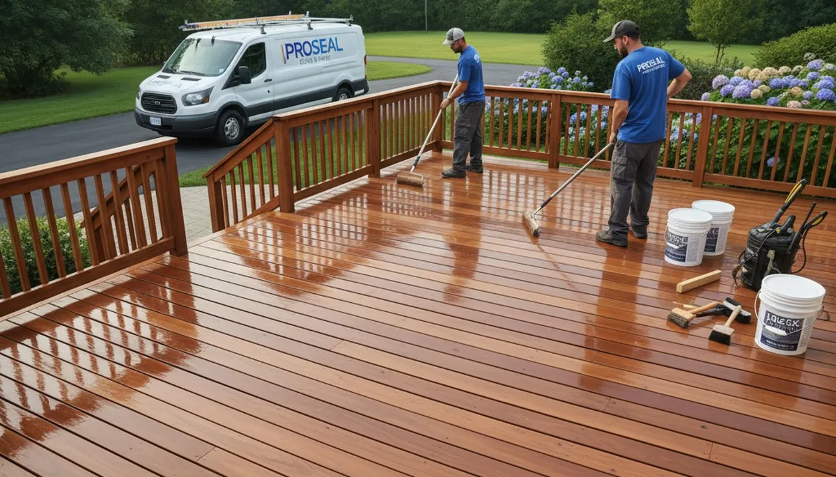 Deck sealing service in Mansfield, MA to protect wood from weather, rot, and splintering