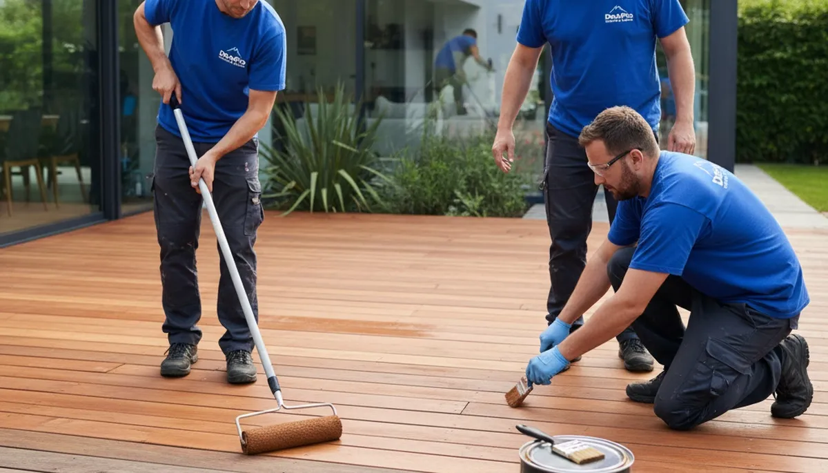Deck staining service in Mansfield, MA by Mansfield Paint Pros for wood protection and curb appeal