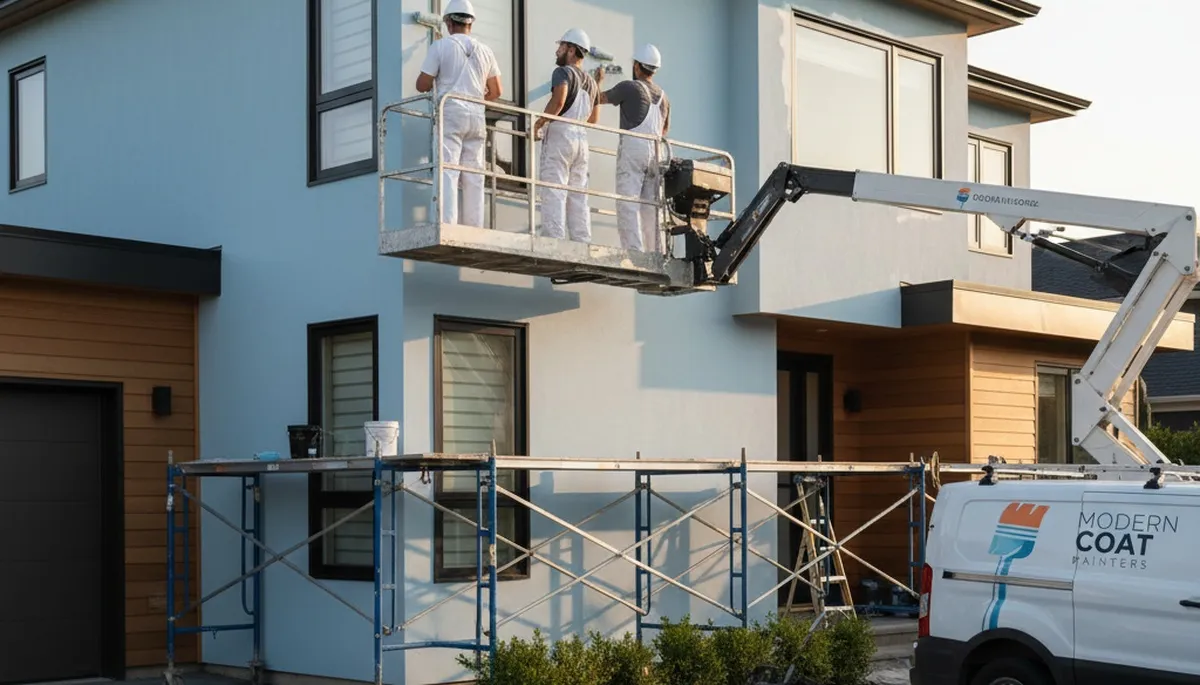 Mansfield, MA painters applying exterior house paint for weather-resistant home protection