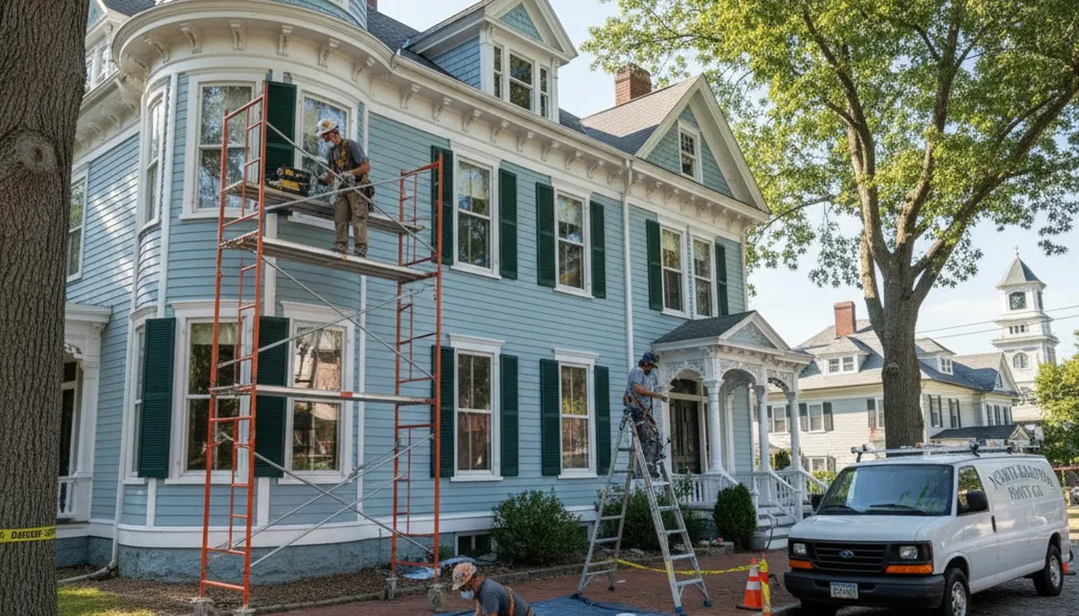 Painter serving Mansfield, MA on an exterior house painting project