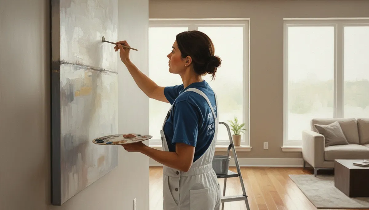 Painter repairing paint touch-ups in Mansfield, MA, for scuffs, chips, and peeling walls