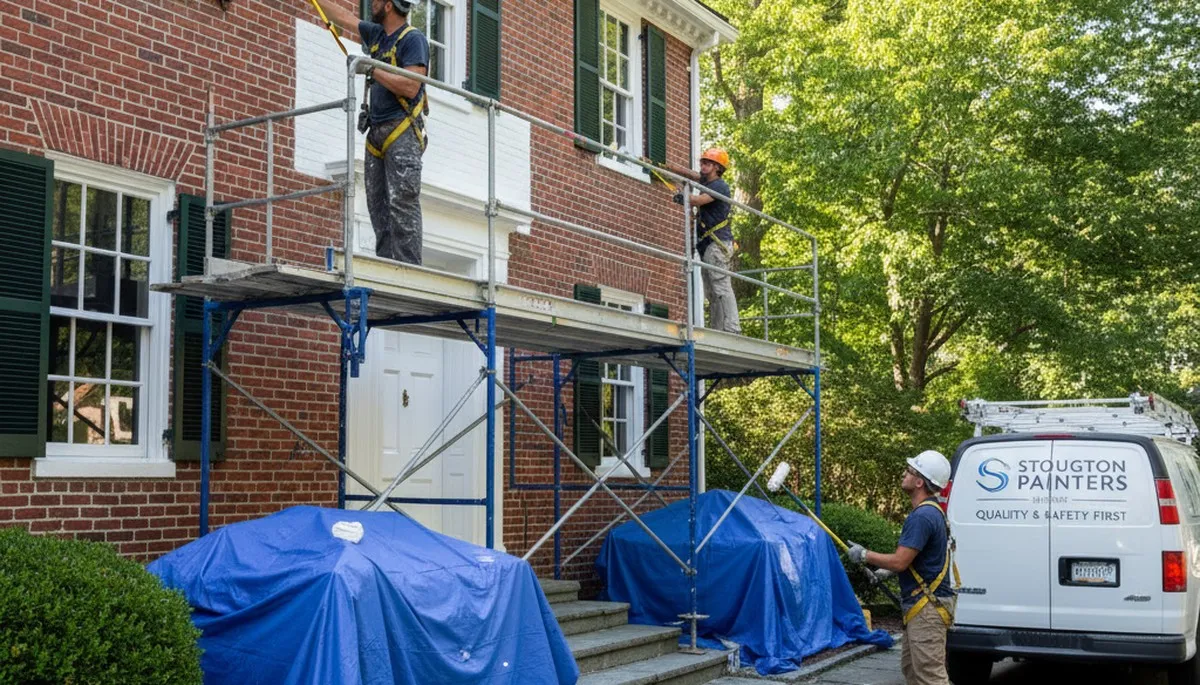 Painting contractors in Mansfield, MA preparing a home for interior repainting
