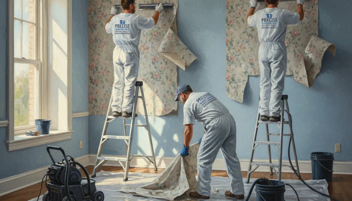 Wallpaper removal service in Mansfield, MA by Mansfield Paint Pros for clean, paint-ready walls